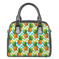Teal Zig Zag Pineapple Pattern Print Shoulder Handbag