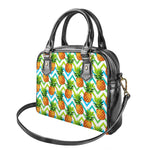 Teal Zig Zag Pineapple Pattern Print Shoulder Handbag