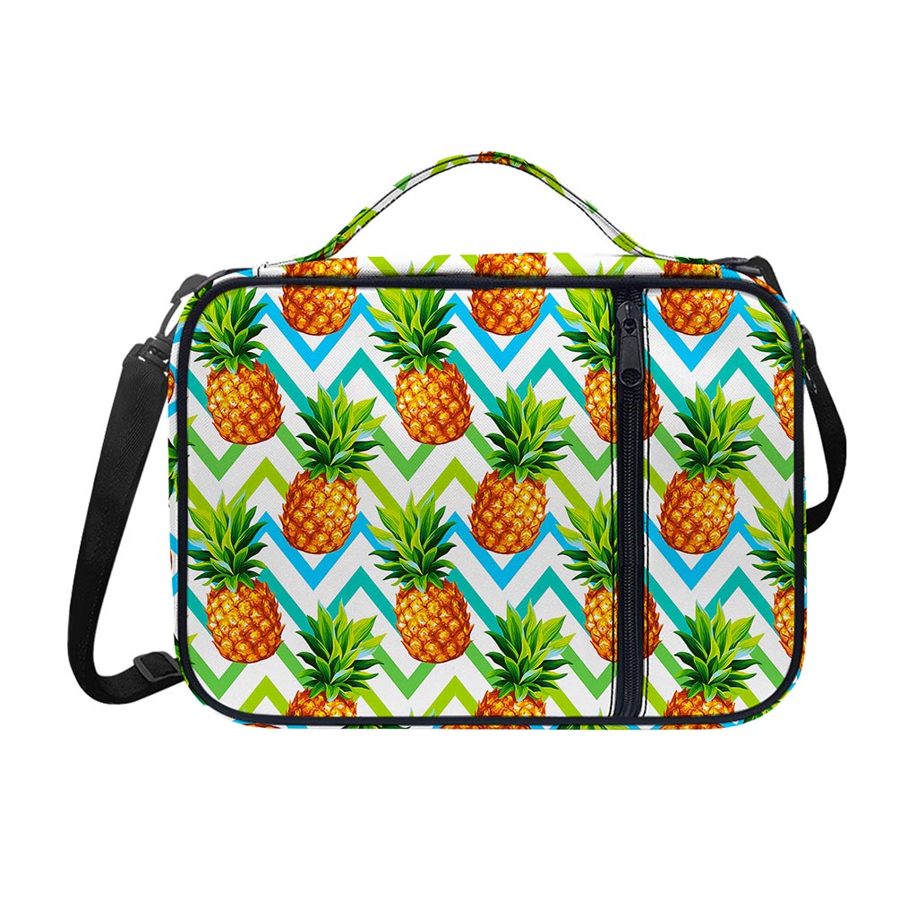 Teal Zig Zag Pineapple Pattern Print Shoulder Strap Bible Bag