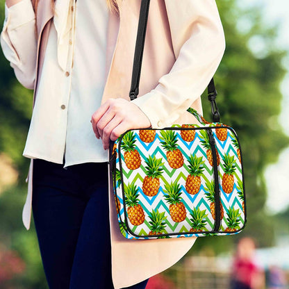 Teal Zig Zag Pineapple Pattern Print Shoulder Strap Bible Bag