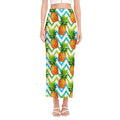 Teal Zig Zag Pineapple Pattern Print Side Slit Maxi Skirt