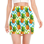 Teal Zig Zag Pineapple Pattern Print Side Slit Mini Skirt