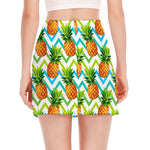 Teal Zig Zag Pineapple Pattern Print Side Slit Mini Skirt