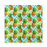 Teal Zig Zag Pineapple Pattern Print Silk Bandana