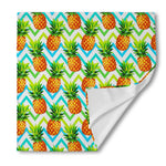 Teal Zig Zag Pineapple Pattern Print Silk Bandana