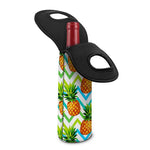 Teal Zig Zag Pineapple Pattern Print Single Neoprene Wine Tote