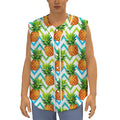 Teal Zig Zag Pineapple Pattern Print Sleeveless Baseball Jersey