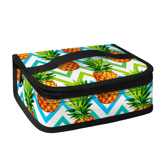 Teal Zig Zag Pineapple Pattern Print Small Lunch Bag