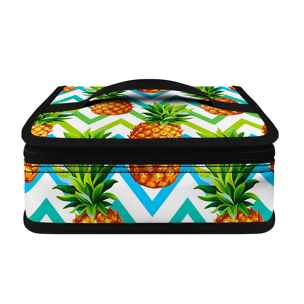 Teal Zig Zag Pineapple Pattern Print Small Lunch Bag