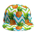 Teal Zig Zag Pineapple Pattern Print Snapback Cap