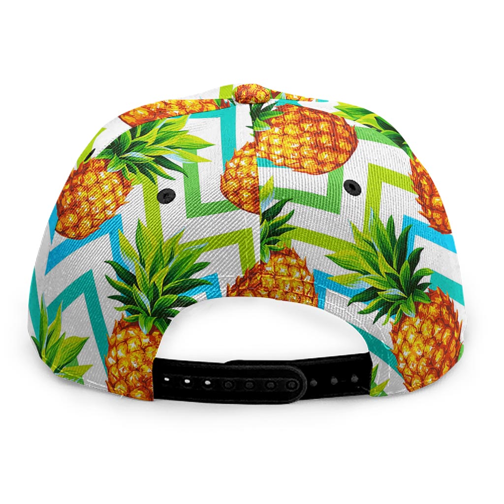 Teal Zig Zag Pineapple Pattern Print Snapback Cap