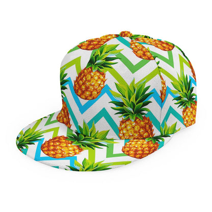 Teal Zig Zag Pineapple Pattern Print Snapback Cap