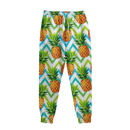 Teal Zig Zag Pineapple Pattern Print Sweatpants