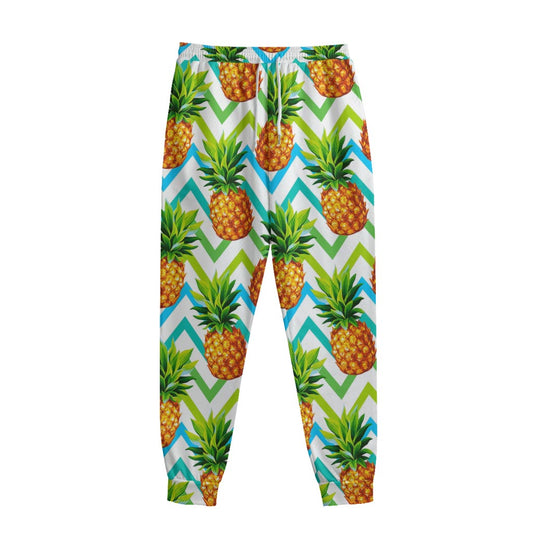 Teal Zig Zag Pineapple Pattern Print Sweatpants