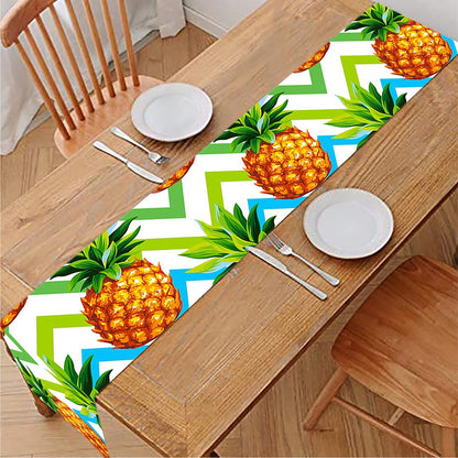 Teal Zig Zag Pineapple Pattern Print Table Runner