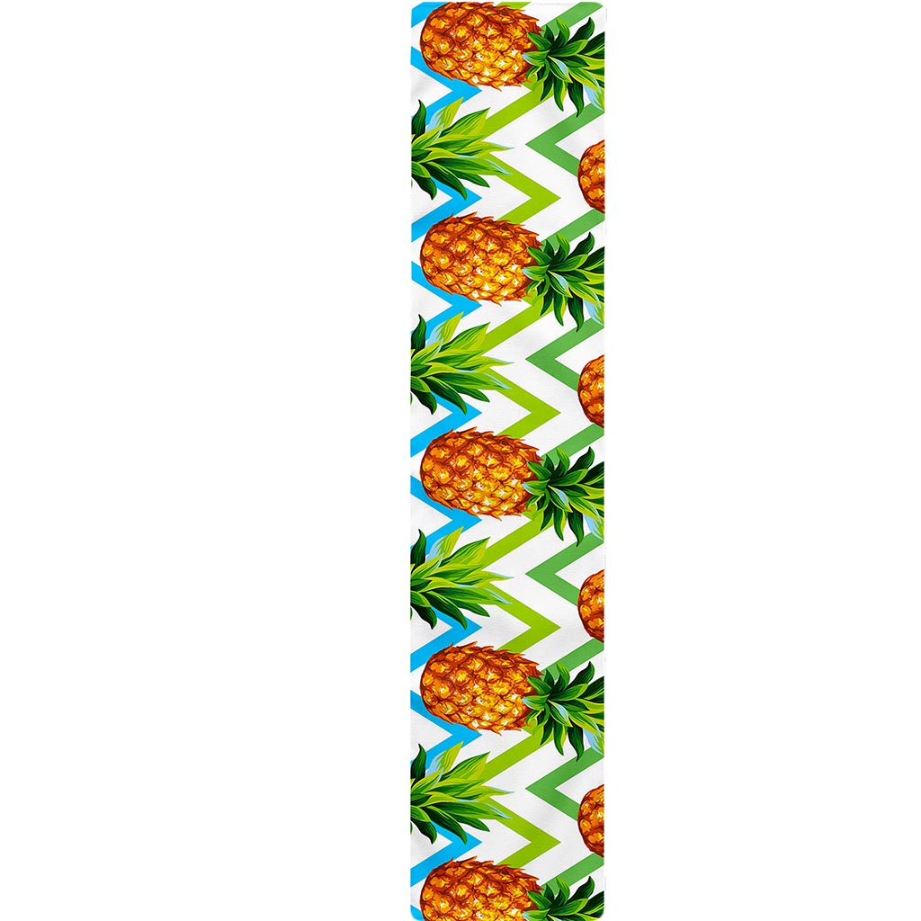 Teal Zig Zag Pineapple Pattern Print Table Runner
