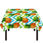 Teal Zig Zag Pineapple Pattern Print Tablecloth