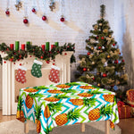 Teal Zig Zag Pineapple Pattern Print Tablecloth