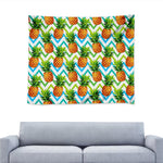 Teal Zig Zag Pineapple Pattern Print Tapestry