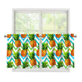 Teal Zig Zag Pineapple Pattern Print Tier Curtains