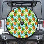 Teal Zig Zag Pineapple Pattern Print Tire Cover With Camera Hole