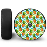 Teal Zig Zag Pineapple Pattern Print Tire Cover With Camera Hole