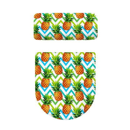 Teal Zig Zag Pineapple Pattern Print Toilet Lid And Tank Cover Set