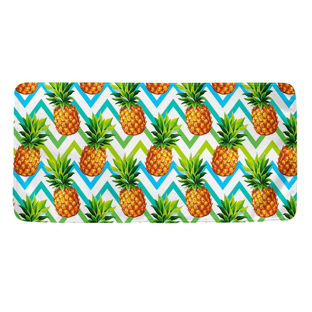 Teal Zig Zag Pineapple Pattern Print Towel