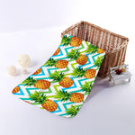 Teal Zig Zag Pineapple Pattern Print Towel