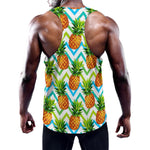 Teal Zig Zag Pineapple Pattern Print Training Tank Top