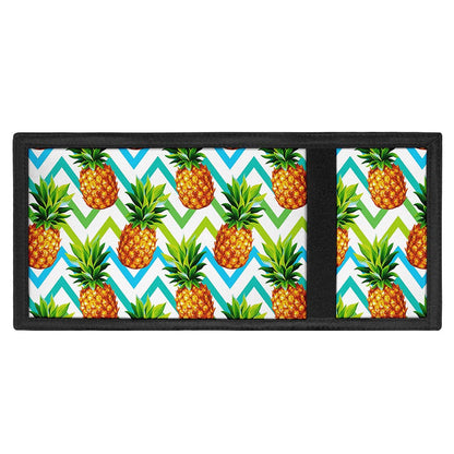 Teal Zig Zag Pineapple Pattern Print Trifold Wallet