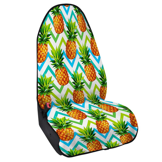 Teal Zig Zag Pineapple Pattern Print Waterproof Car Seat Cover