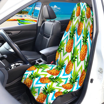 Teal Zig Zag Pineapple Pattern Print Waterproof Car Seat Cover