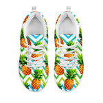 Teal Zig Zag Pineapple Pattern Print White Running Shoes