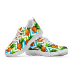 Teal Zig Zag Pineapple Pattern Print White Running Shoes