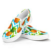 Teal Zig Zag Pineapple Pattern Print White Slip On Sneakers