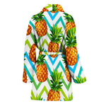 Teal Zig Zag Pineapple Pattern Print Women's Bathrobe