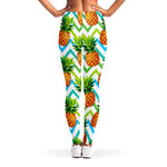 Teal Zig Zag Pineapple Pattern Print Women's Leggings