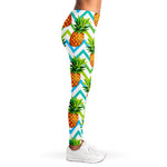 Teal Zig Zag Pineapple Pattern Print Women's Leggings