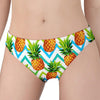 Teal Zig Zag Pineapple Pattern Print Women's Panties