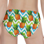 Teal Zig Zag Pineapple Pattern Print Women's Panties