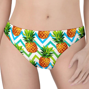 Teal Zig Zag Pineapple Pattern Print Women's Thong