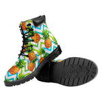 Teal Zig Zag Pineapple Pattern Print Work Boots