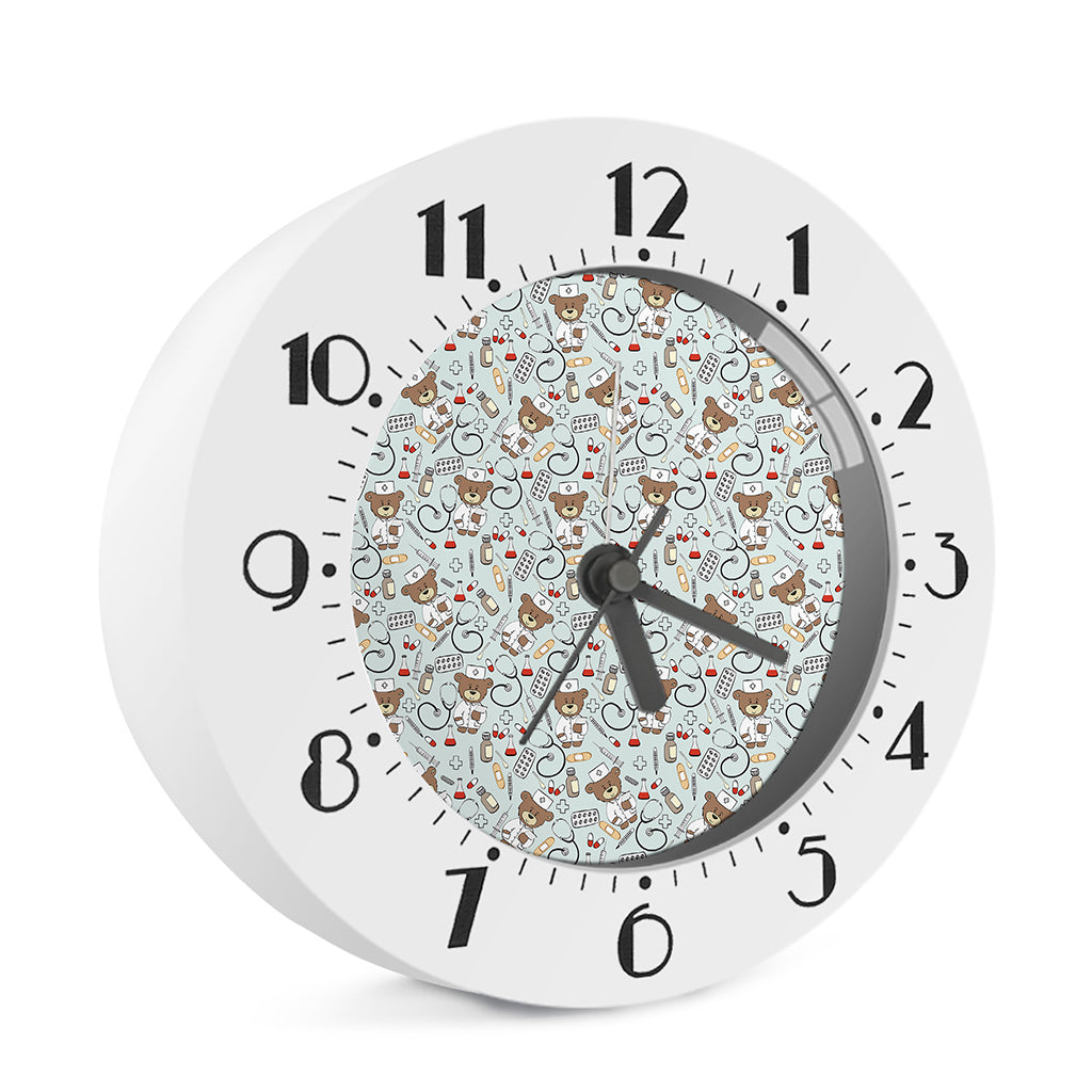 Teddy Bear Doctor Pattern Print Alarm Clock