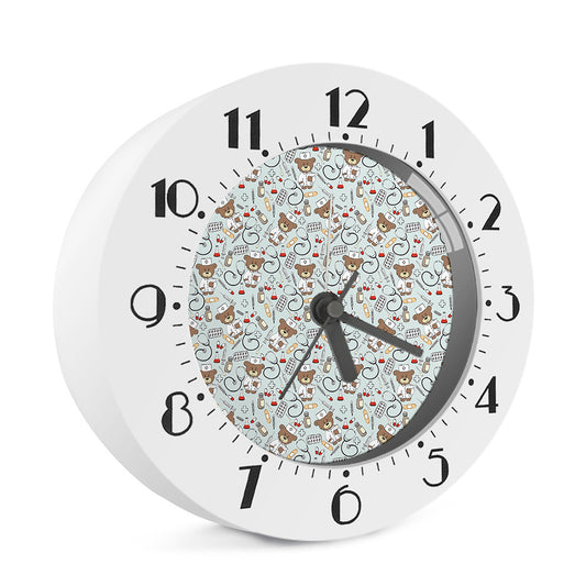 Teddy Bear Doctor Pattern Print Alarm Clock