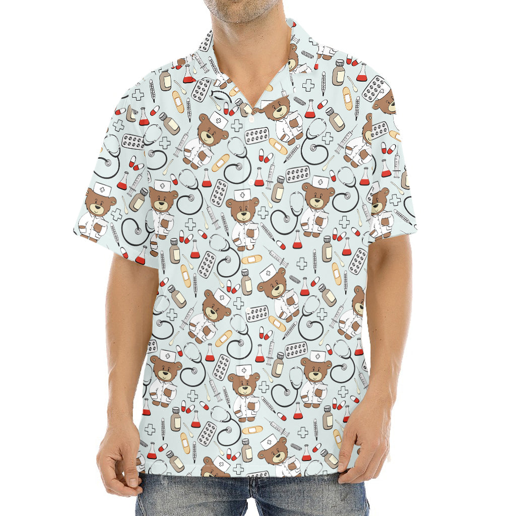 Teddy Bear Doctor Pattern Print Aloha Shirt