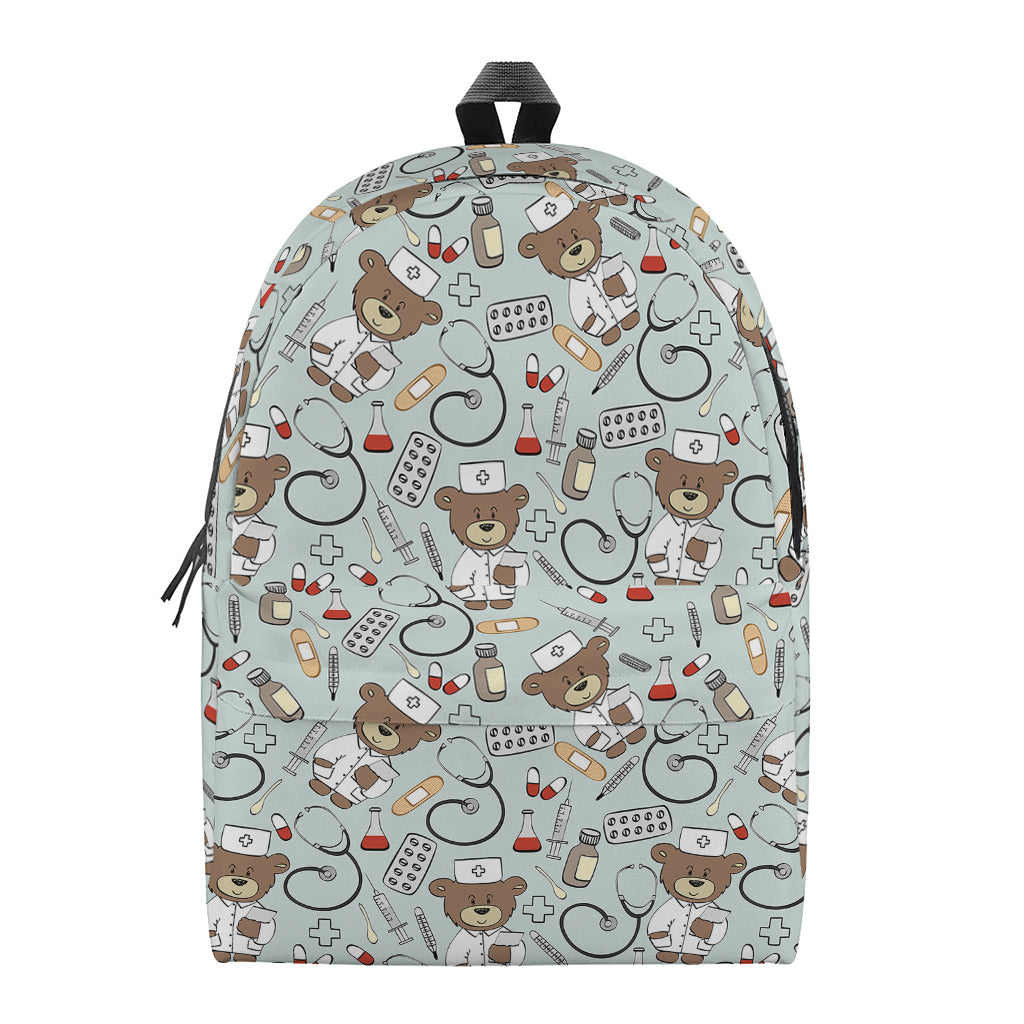 Teddy Bear Doctor Pattern Print Backpack