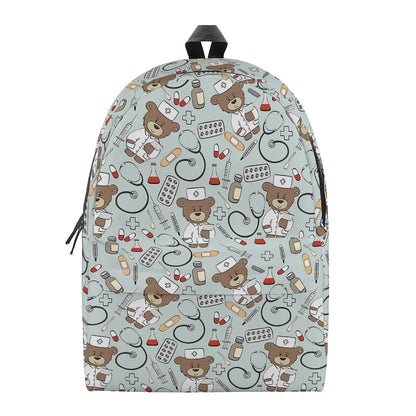 Teddy Bear Doctor Pattern Print Backpack