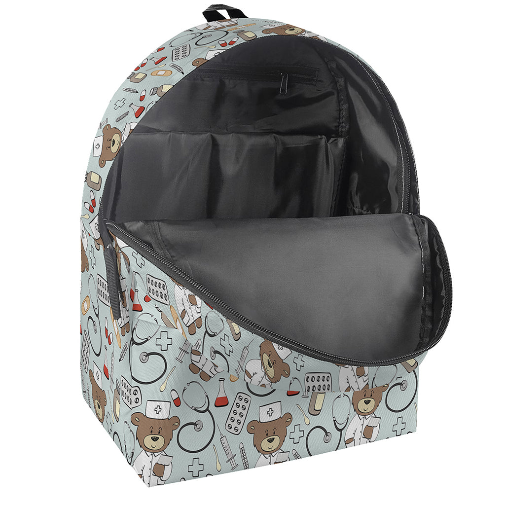 Teddy Bear Doctor Pattern Print Backpack