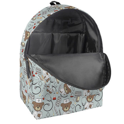 Teddy Bear Doctor Pattern Print Backpack